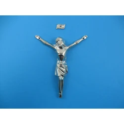 Korpus Pana Jezusa na krzyż metalowy + napis 15 cm